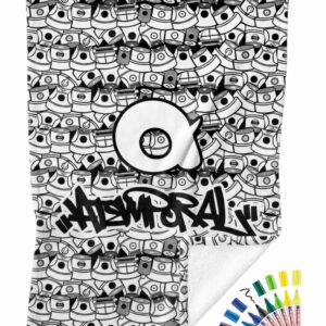 Pack 10 Marcadores Textiles Y Frazada Para Colorear Atemporal 70x90 cm