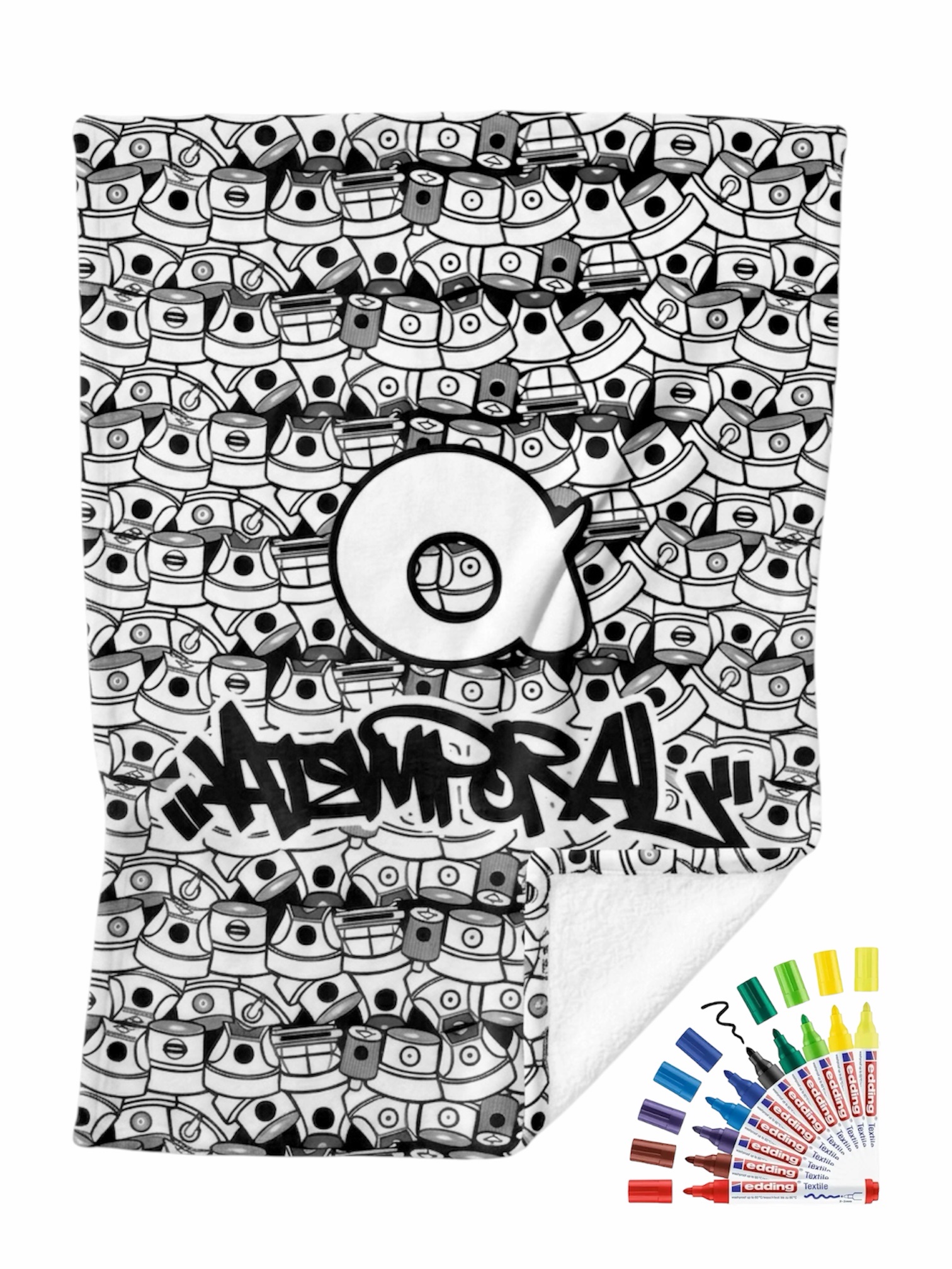 Pack 10 Marcadores Textiles Y Frazada Para Colorear Atemporal 70x90 cm